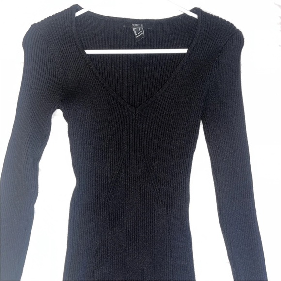Forever 21 Long Sleeve Sweater Bodycon Sexy Black Dress Brand New Size Small - Picture 5 of 5